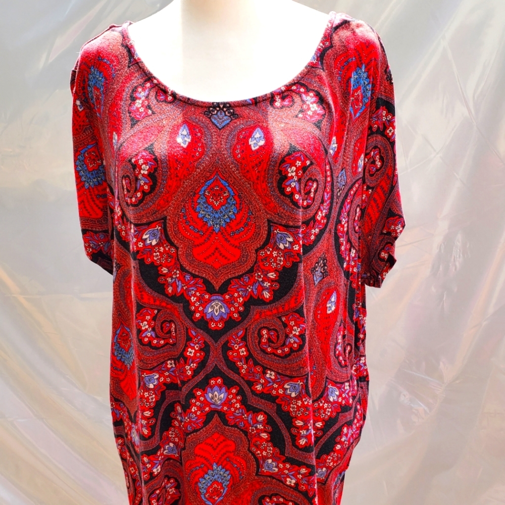 Simply Emma print blouse, 2X